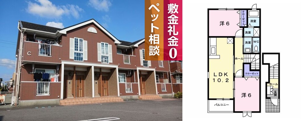 ヴィヴァーチェ 春日野 C 203の外観と間取り図