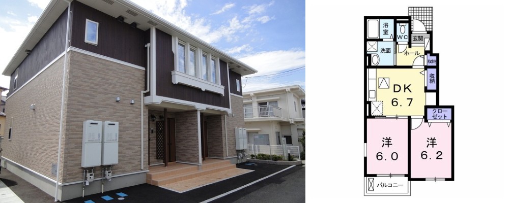 ドリームガーデン 102の外観と間取り図