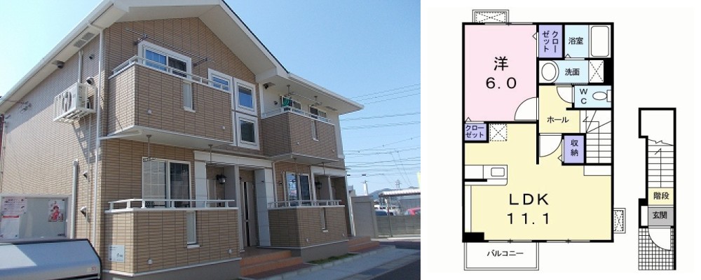 エスペランス 202の外観と間取り図