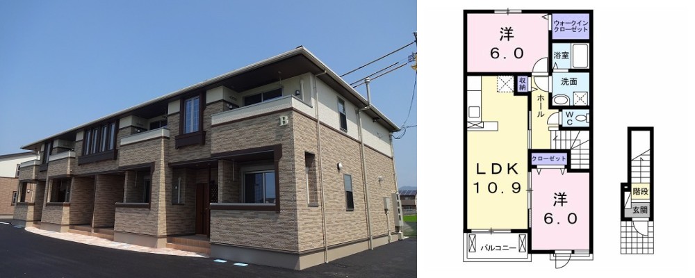 グランデ 成長 B 202の外観と間取り図