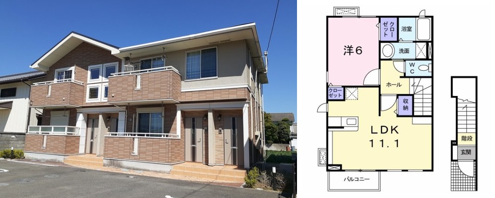 パールハウスC 201の外観と間取り図