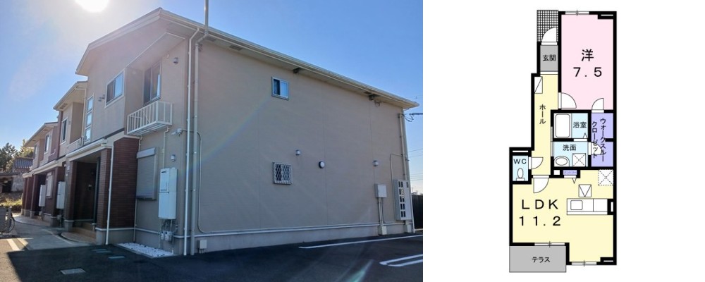 カーサ・ボヌール 105の外観と間取り図