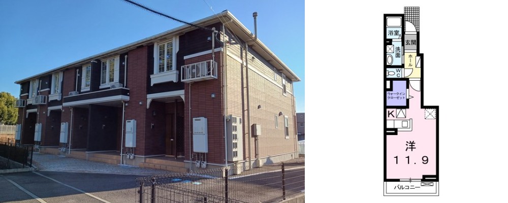 クレシェンドアルファ 105の外観と間取り図