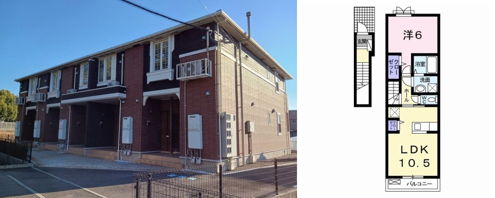 クレシェンドアルファ 202の外観と間取り図