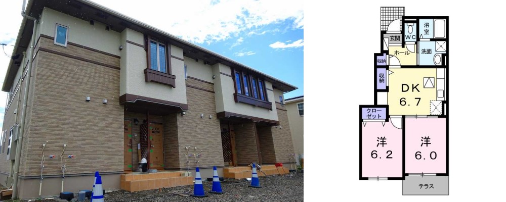 ジュ スイ エレガント II 102の外観と間取り図