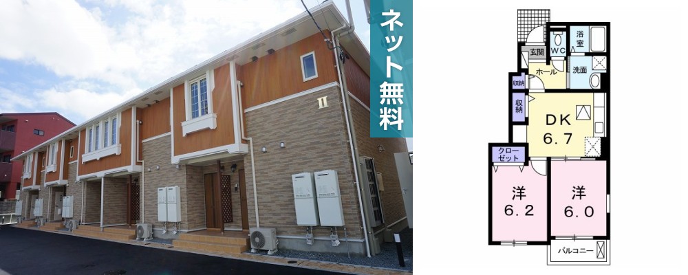フィールドビーチ羽ノ浦 II 101の外観と間取り図