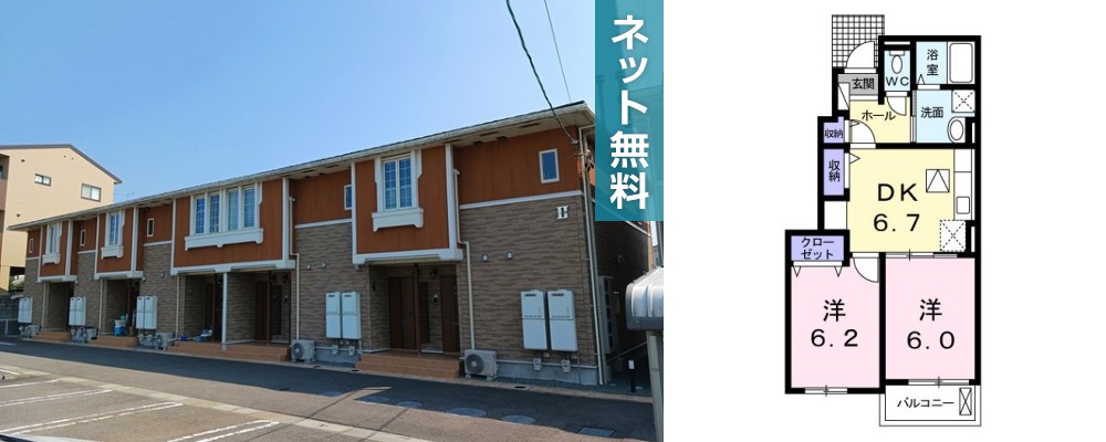 フィールドビーチ羽ノ浦 II 103の外観と間取り図