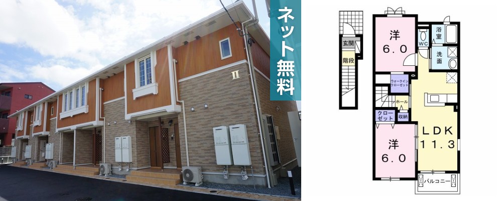 フィールドビーチ羽ノ浦 II 201の外観と間取り図