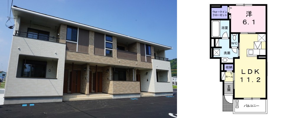 ヴィラコート 102の外観と間取り図