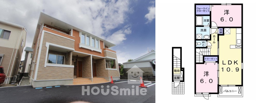 ボヌール北沖洲 202の外観と間取り図