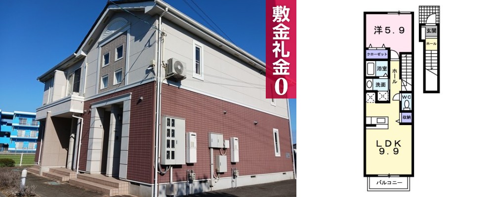 ルミナス藍住A 202の外観と間取り図