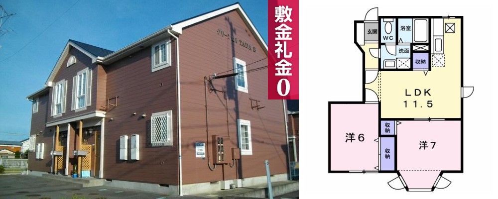 グリーンヒルTADA B 101の外観と間取り図
