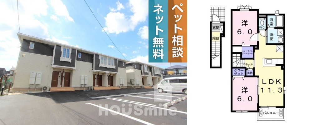 ラ・ドゥサーIV 201の外観と間取り図