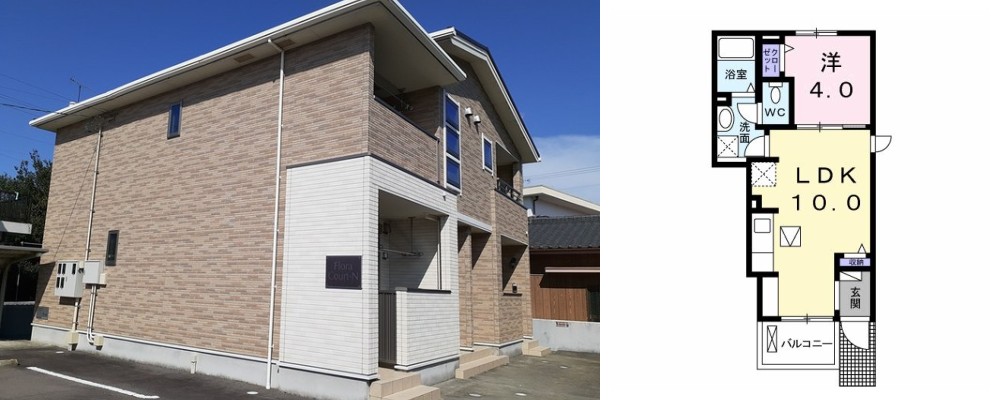 フローラコート・N 102の外観と間取り図