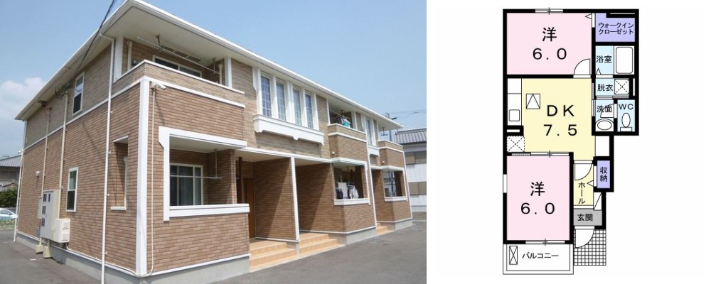 プラン ソレイユ A 101の外観と間取り図