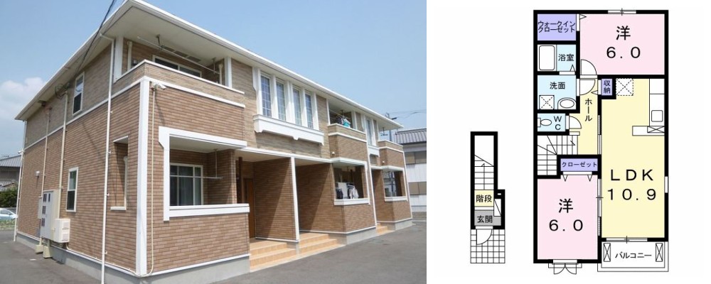 プラン ソレイユ A 203の外観と間取り図