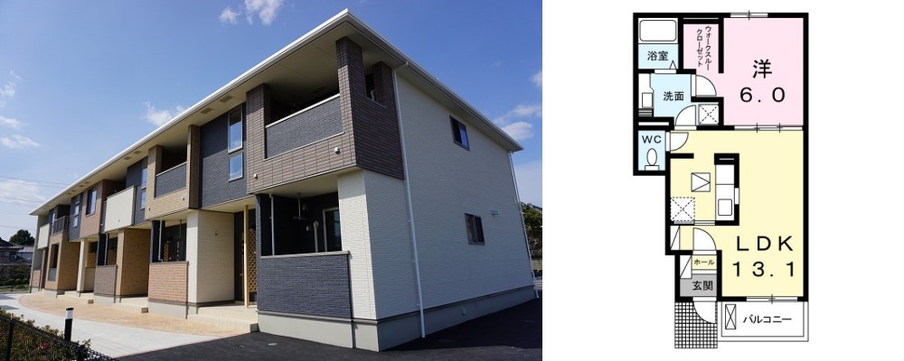 クラール吉野川 B 103の外観と間取り図
