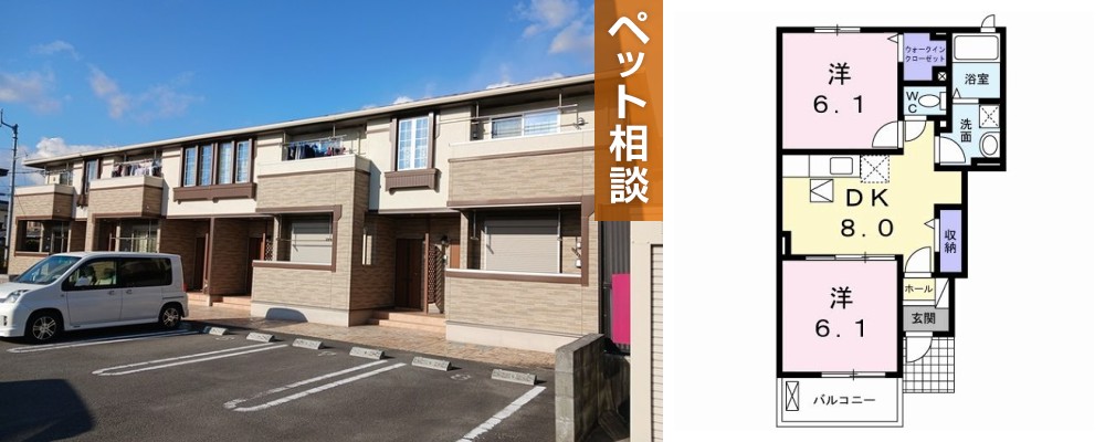アルカディアE 102の外観と間取り図