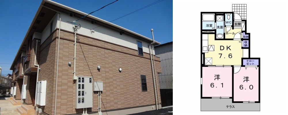 メゾンTAKE 105の外観と間取り図