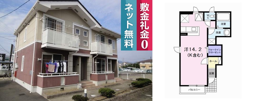 ルミナス藍住B 101の外観と間取り図
