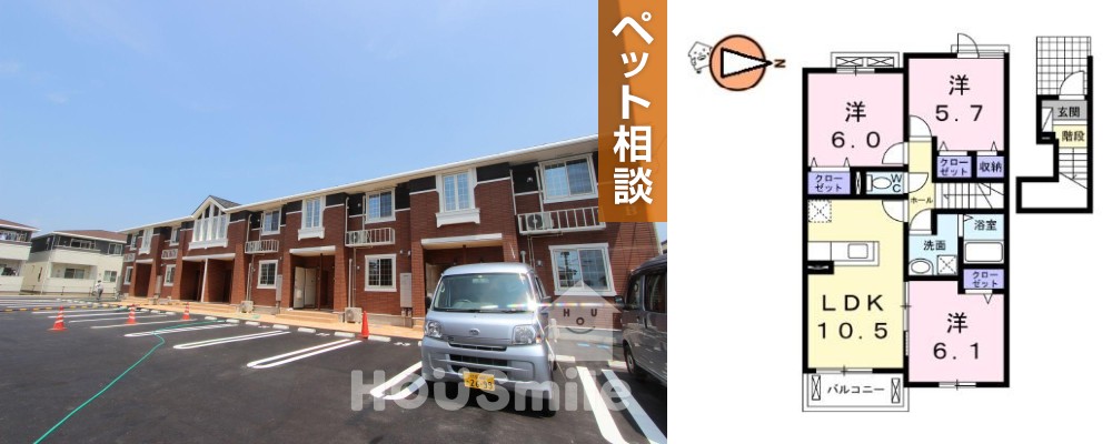 エトワール沖洲B 203の外観と間取り図