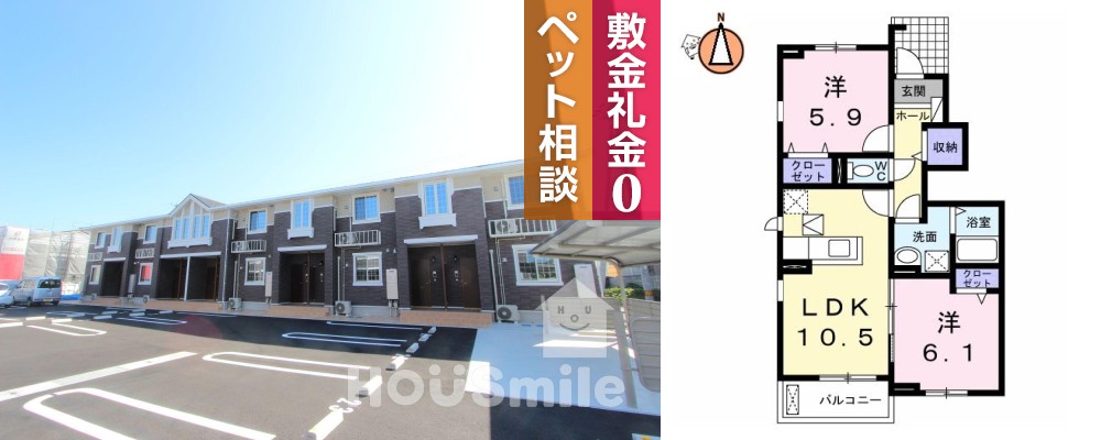 ナイトB 106の外観と間取り図