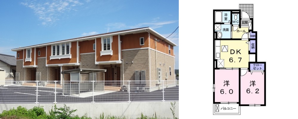 クオーレ 105の外観と間取り図