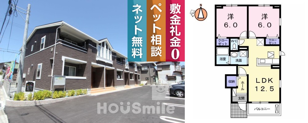 プレジール B 105の外観と間取り図