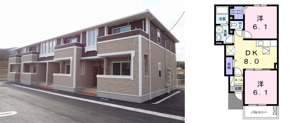 オイコス オニロ B 103の外観と間取り図
