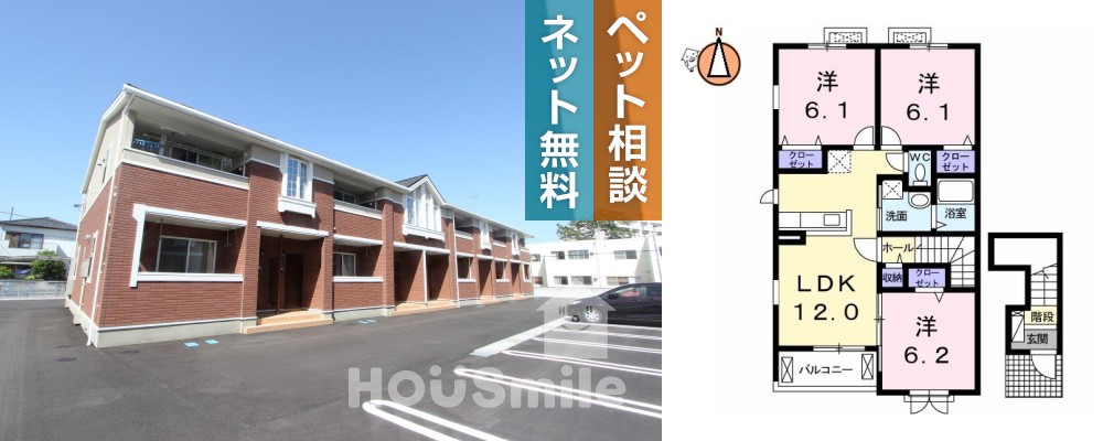 フランメゾン南沖洲A 201の外観と間取り図