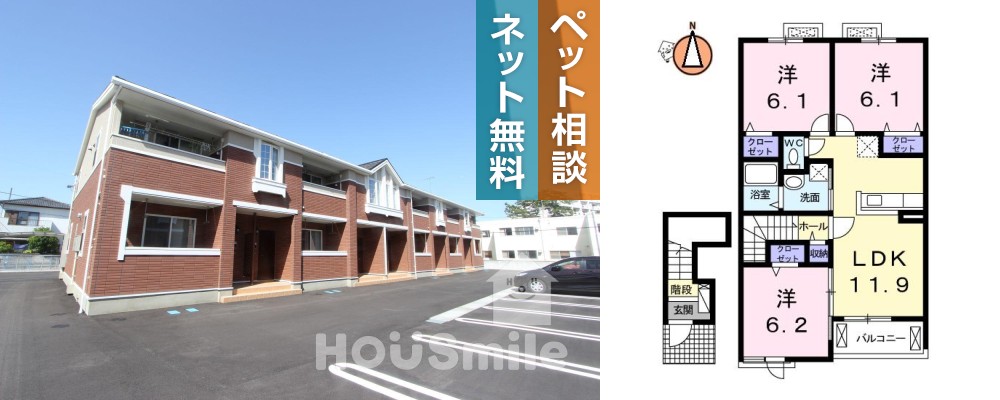 フランメゾン南沖洲A 205の外観と間取り図
