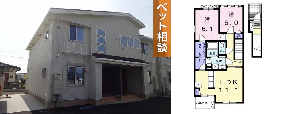 エレガンシア藍住A 202の外観と間取り図