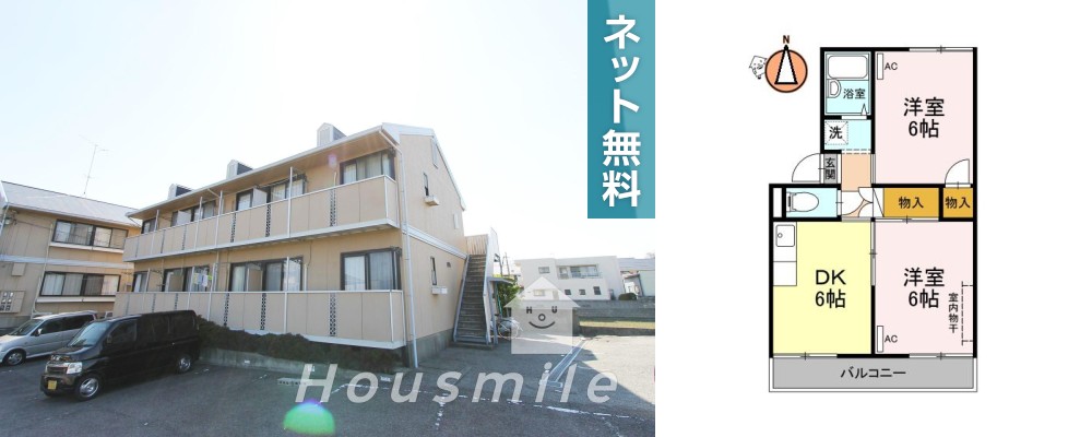 セジュール住吉A棟 102の外観と間取り図