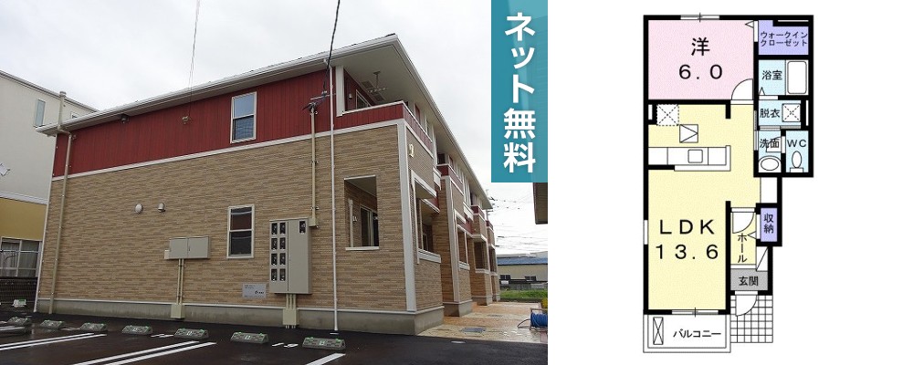 ジュネス ful ful B 101の外観と間取り図