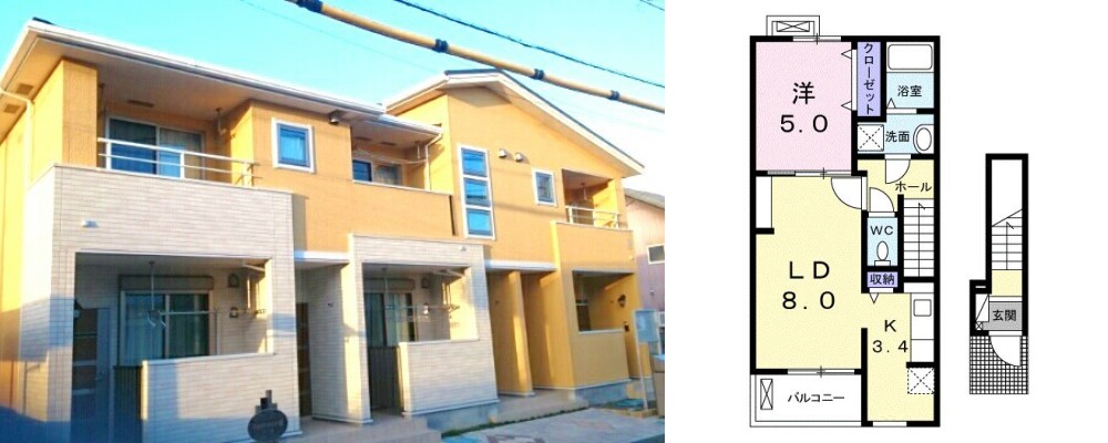 エスペランス α I 202の外観と間取り図