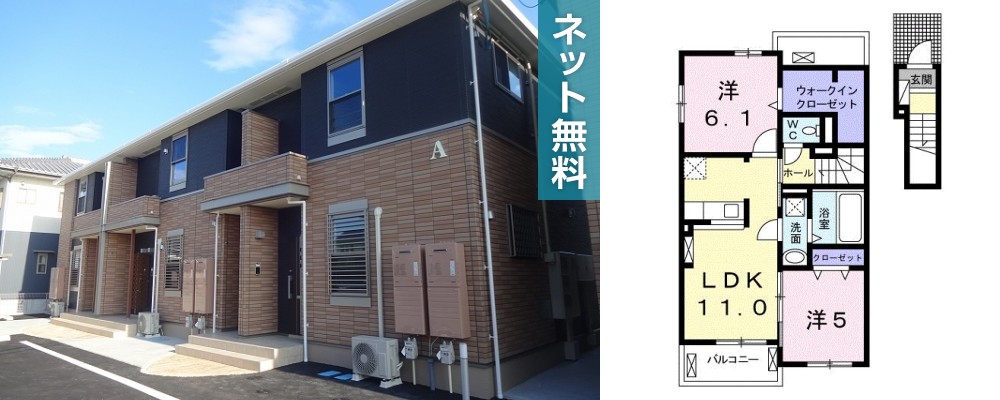 エトワール鯛浜 A 203の外観と間取り図