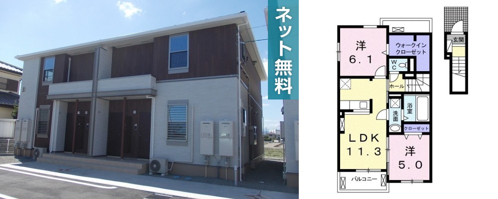ルミエール松茂東 II 202の外観と間取り図