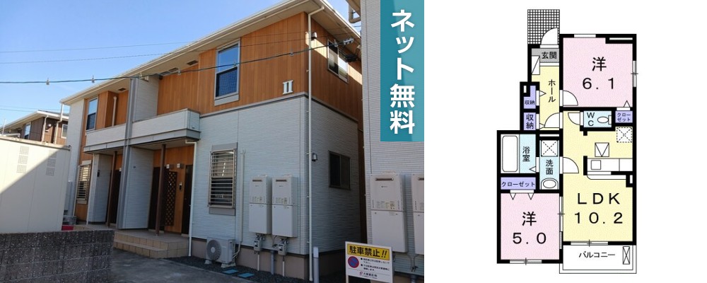 ルミエール松茂西 II 101の外観と間取り図