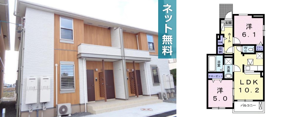 ルミエール松茂西 III 101の外観と間取り図