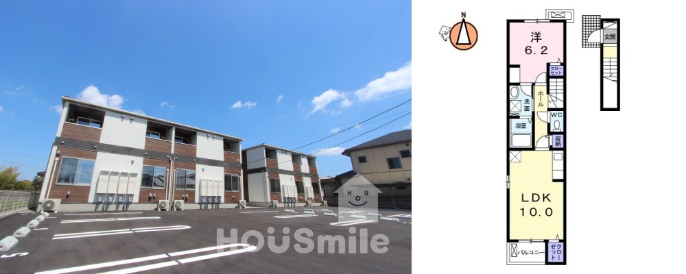 レ・セーナ沖洲A 205の外観と間取り図