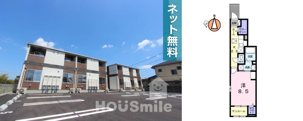 レ・セーナ沖洲B 103の外観と間取り図