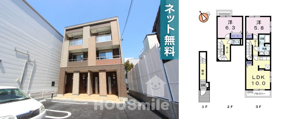 コロレ 西新町 202の外観と間取り図