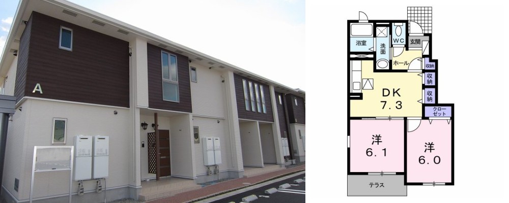 ルピナスA 103の外観と間取り図