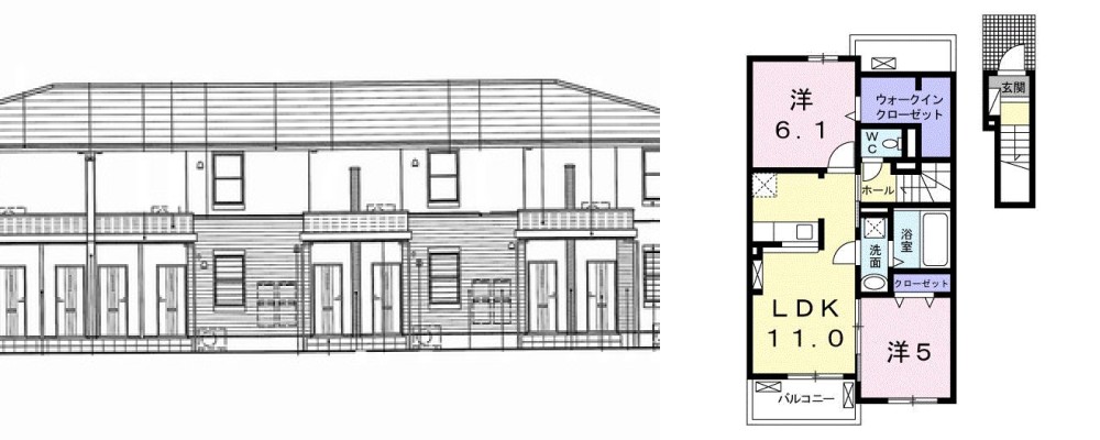 モン・ソレイユ 203の外観と間取り図