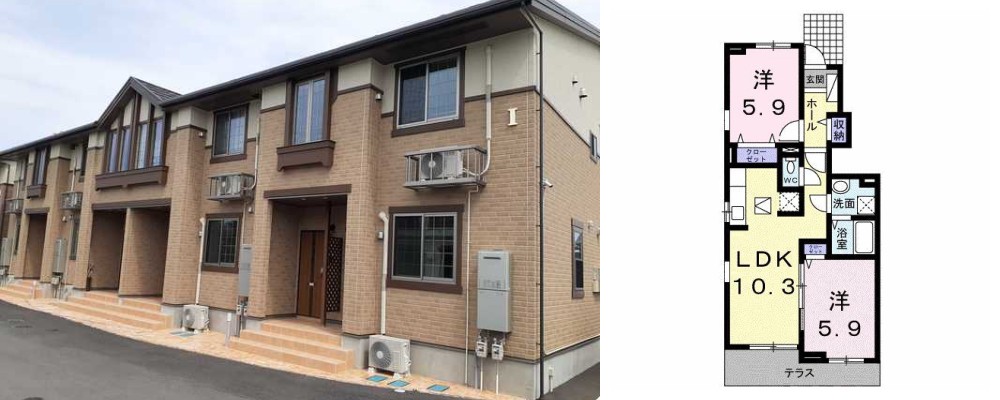 グランピアス笹木野 1 105の外観と間取り図