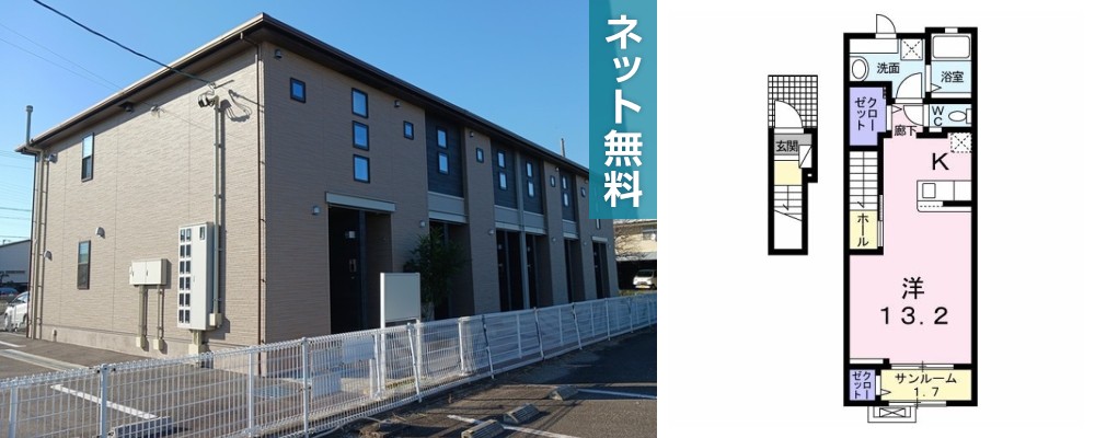 ボンヌ・シャンスII 202の外観と間取り図