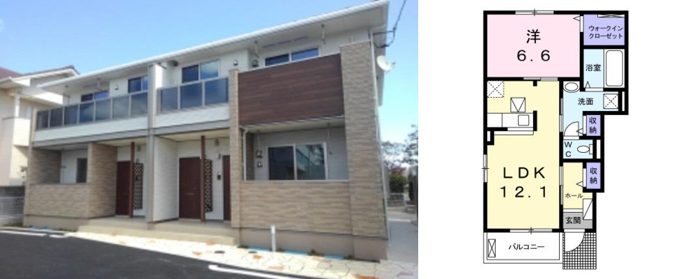 カーサ鳴門 101の外観と間取り図