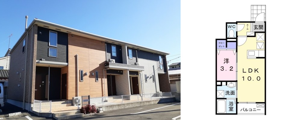 ハナミズキ 103の外観と間取り図