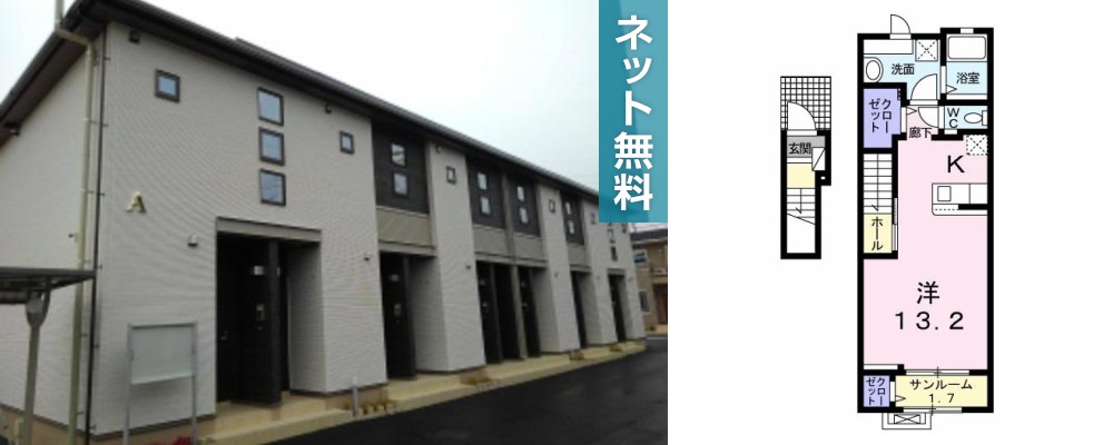 シエロ・ガーデン北島A 202の外観と間取り図
