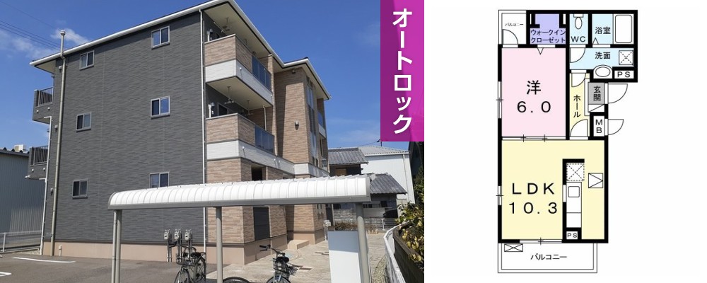 FLAT YーIII 201の外観と間取り図